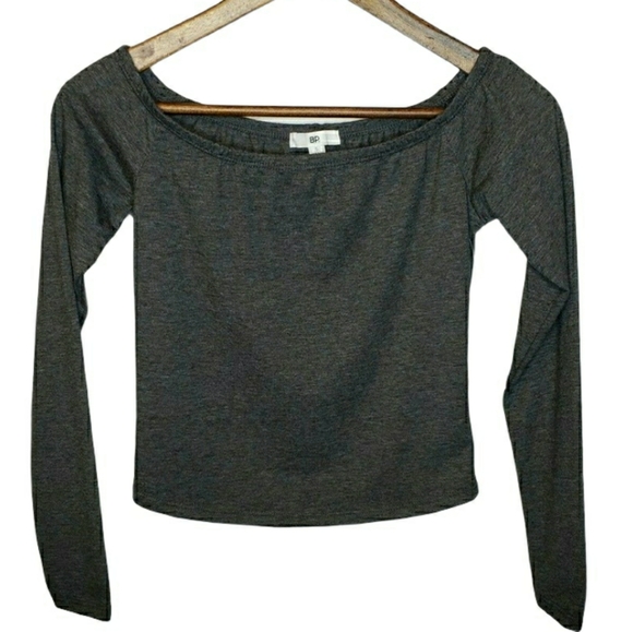 bp Tops - BP Crop Top NWT Sz S Stretch Long Sleeve Gray